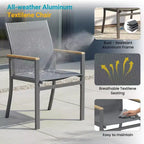 Heynemo Ensemble de salle à manger de patio en aluminium 5 pièces, 4 chaises d'extérieur avec table de patio carrée pour terrasse, jardin