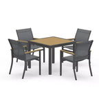 Heynemo Ensemble de salle à manger de patio en aluminium 5 pièces, 4 chaises d'extérieur avec table de patio carrée pour terrasse, jardin