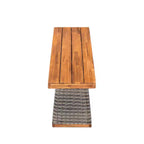 Christopher Knight Home Clara Ensemble de repas d'extérieur 3 pièces en acacia rustique avec bancs en rotin