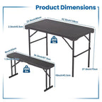 Ensemble table de pique-nique pliable Gymax avec 2 bancs et cadre en métal, surface en PEHD pour le camping et le jardin