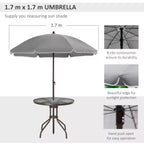 Ensemble de salle à manger de patio 6 pièces pour 4 avec parasol/ensemble extérieur avec 4 chaises de salle à manger pliantes et table ronde en verre pour jardin, arrière-cour et bord de piscine - Gris