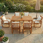 Set da pranzo da esterni GDFStudio Camille da 7 pezzi in legno di acacia con cuscini