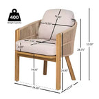 Christopher Knight Home Visola, ensemble de 9 chaises de salle à manger bohèmes en bois d'acacia et corde tressée avec table à lattes et coussins
