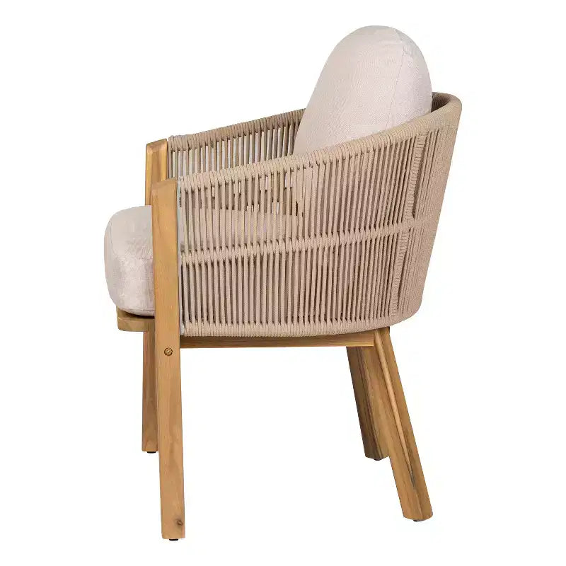 Christopher Knight Home Visola, ensemble de 9 chaises de salle à manger bohèmes en bois d'acacia et corde tressée avec table à lattes et coussins