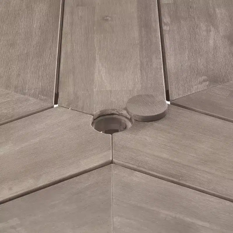 GDFStudio Rhodes Ensemble de salle à manger d'extérieur 5 pièces en bois d'acacia avec trou pour parasol
