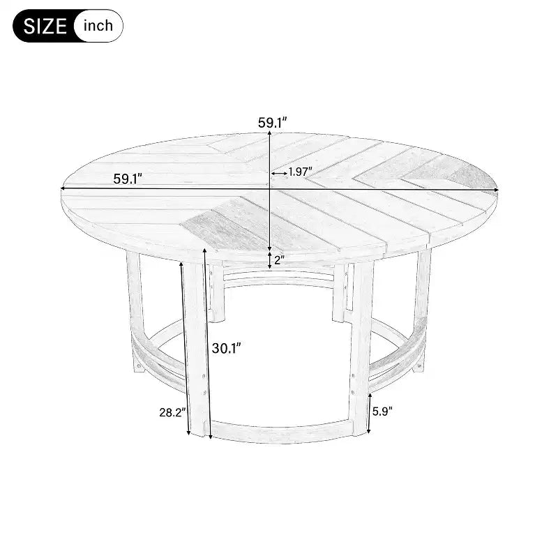 GDFStudio Rhodes Ensemble de salle à manger d'extérieur 5 pièces en bois d'acacia avec trou pour parasol