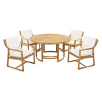 GDFStudio Rhodes Ensemble de salle à manger d'extérieur 5 pièces en bois d'acacia avec trou pour parasol