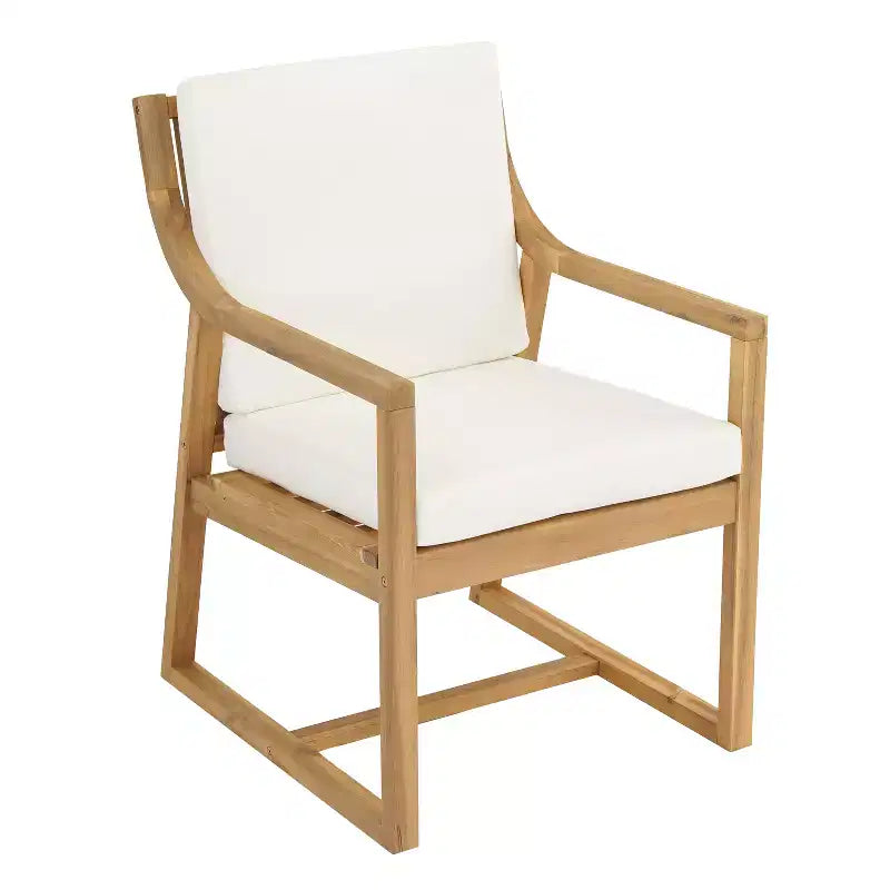 GDFStudio Rhodes Ensemble de salle à manger d'extérieur 5 pièces en bois d'acacia avec trou pour parasol