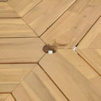 GDFStudio Rhodes Ensemble de salle à manger d'extérieur 5 pièces en bois d'acacia avec trou pour parasol