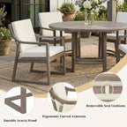 GDFStudio Rhodes Ensemble de salle à manger d'extérieur 5 pièces en bois d'acacia avec trou pour parasol