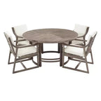 GDFStudio Rhodes Ensemble de salle à manger d'extérieur 5 pièces en bois d'acacia avec trou pour parasol