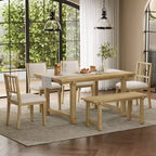 GDFStudio Dickey Set da Pranzo Salvaspazio da 6 Pezzi Stile Rustico con Struttura in Legno Massiccio