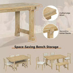 GDFStudio Dickey Set da Pranzo Salvaspazio da 6 Pezzi Stile Rustico con Struttura in Legno Massiccio