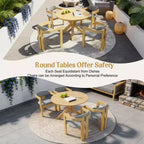 Christopher Knight Home Sandy Set da Pranzo Rustico da Esterno a 5 Pezzi in Legno di Acacia con 4 Sedie Imbottite a Barilotto e 1 Tavolo Rotondo a Doghe