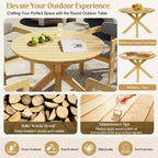 Christopher Knight Home Sandy Set da Pranzo Rustico da Esterno a 5 Pezzi in Legno di Acacia con 4 Sedie Imbottite a Barilotto e 1 Tavolo Rotondo a Doghe