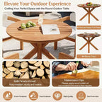 Christopher Knight Home Sandy Set da Pranzo Rustico da Esterno a 5 Pezzi in Legno di Acacia con 4 Sedie Imbottite a Barilotto e 1 Tavolo Rotondo a Doghe