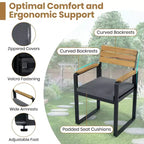 Ensemble de salle à manger GDFStudio Elvira Patio moderne 6 pièces en bois d'acacia avec table, 4 chaises rembourrées et banc