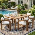 Christopher Knight Home Kesden Ensemble de salle à manger d'extérieur rustique 7 pièces en bois d'acacia avec chaises à dossier incurvé