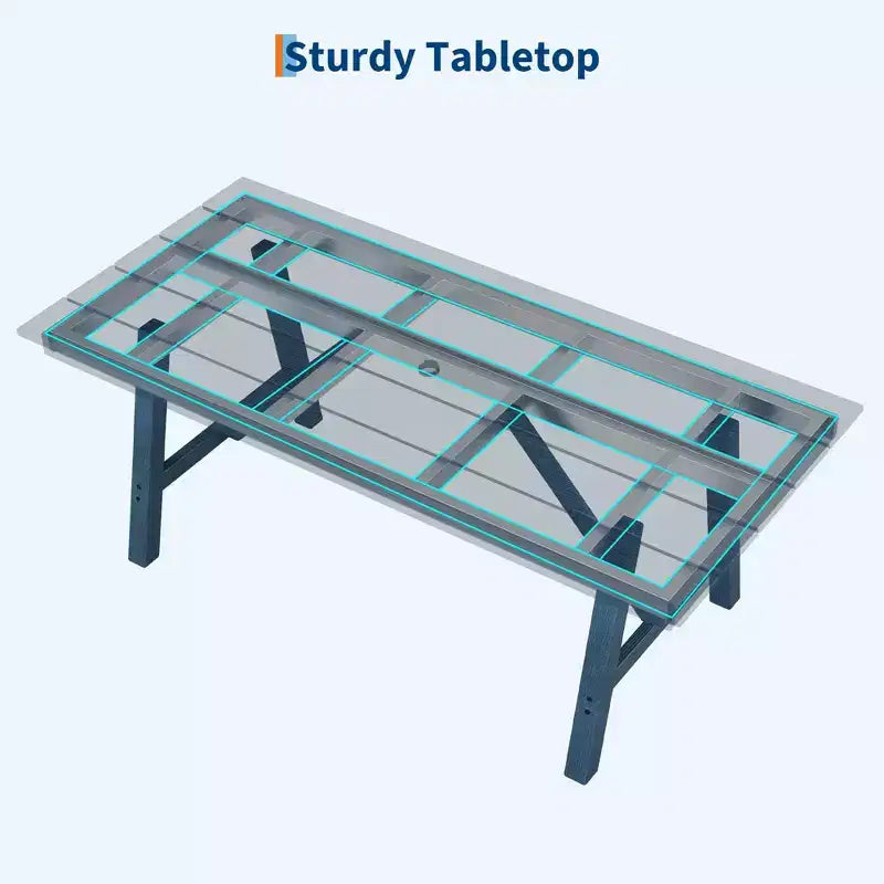 Set da Pranzo da Esterno 5 Pezzi per 4 Persone, Arredamento da Giardino in HDPE per Tutte le Stagioni con Foro per Ombrellone, Sedie Moderne Senza Braccioli per Giardino e Terrazza
