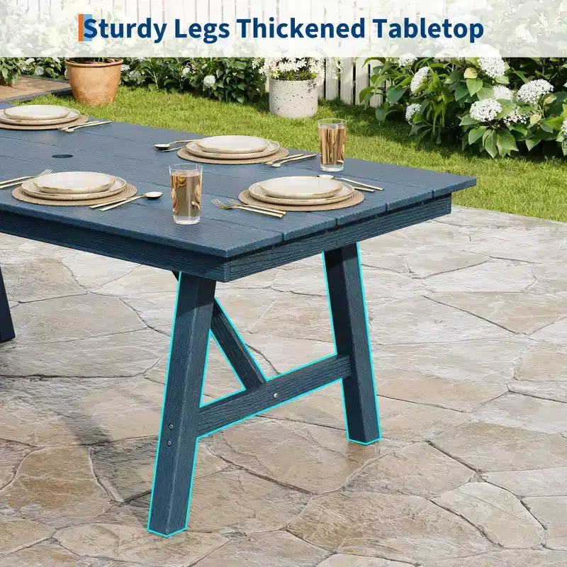 Set da Pranzo da Esterno 5 Pezzi per 4 Persone, Arredamento da Giardino in HDPE per Tutte le Stagioni con Foro per Ombrellone, Sedie Moderne Senza Braccioli per Giardino e Terrazza