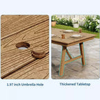 Set da Pranzo da Esterno 5 Pezzi per 4 Persone, Arredamento da Giardino in HDPE per Tutte le Stagioni con Foro per Ombrellone, Sedie Moderne Senza Braccioli per Giardino e Terrazza