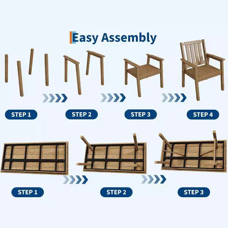 Set da Pranzo da Esterno 5 Pezzi per 4 Persone, Arredamento da Giardino in HDPE per Tutte le Stagioni con Foro per Ombrellone, Sedie Moderne Senza Braccioli per Giardino e Terrazza