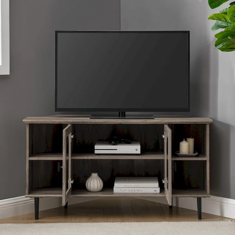 Mobile TV angolare Middlebrook da 48 pollici con ante in vetro