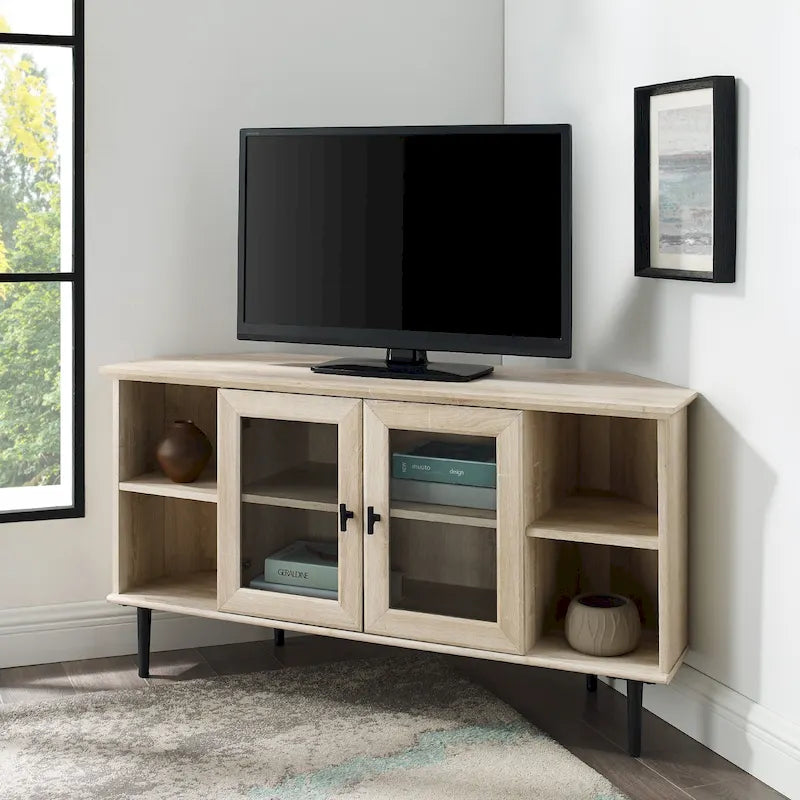Mobile TV angolare Middlebrook da 48 pollici con ante in vetro