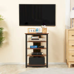 Meuble TV, Meuble multimédia audio-vidéo, Tour audio d'angle avec étagères de rangement et cadre en acier