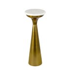 Vince 22.25 Mid-Century Glam Retro Metal Drink Table with Marble Top, Gold/White, by JONATHAN Y