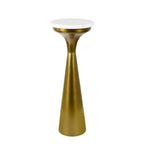 Tavolino da salotto/bar retrò Mid-Century Glam in metallo Vince 22.25 con ripiano in marmo, oro/bianco, di JONATHAN Y