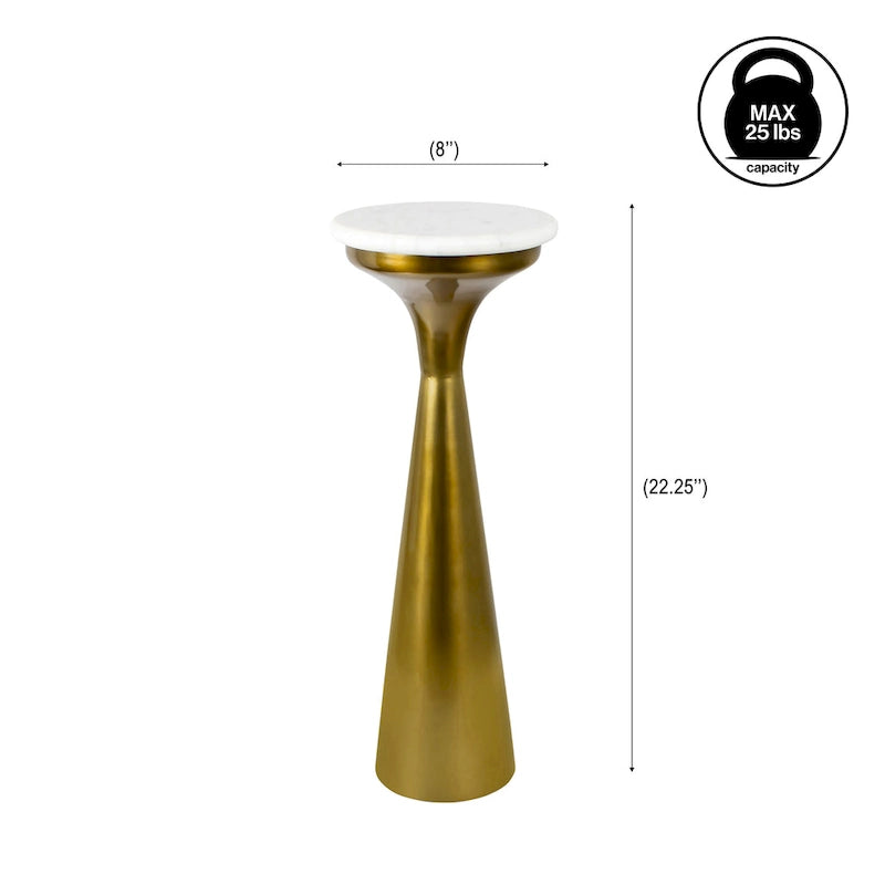 Tavolino da salotto/bar retrò Mid-Century Glam in metallo Vince 22.25 con ripiano in marmo, oro/bianco, di JONATHAN Y