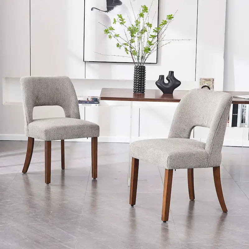 Set di 2 sedie da pranzo laterali in tessuto imbottite dal design classico e moderno