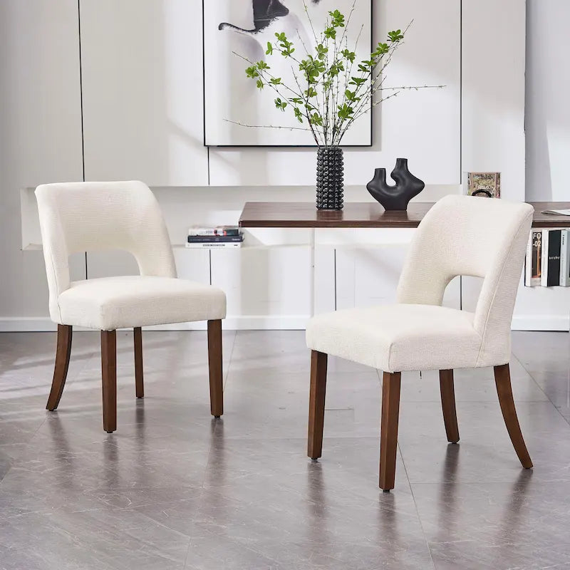 Set di 2 sedie da pranzo laterali in tessuto imbottite dal design classico e moderno
