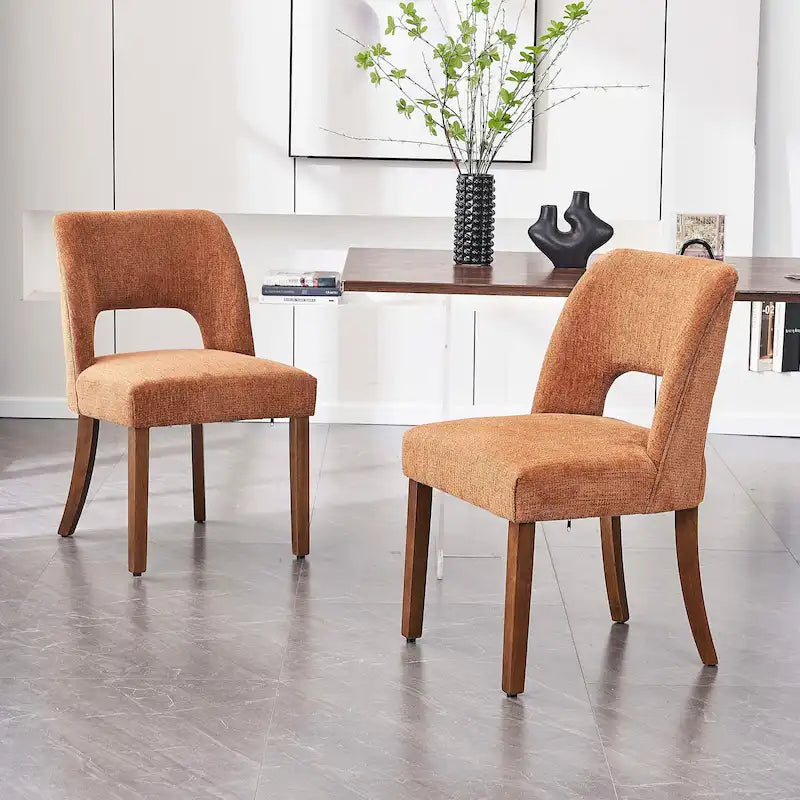 Set di 2 sedie da pranzo laterali in tessuto imbottite dal design classico e moderno