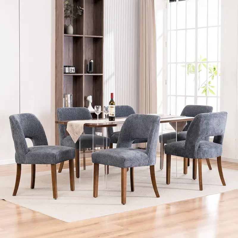 Set di 2 sedie da pranzo laterali in tessuto imbottite dal design classico e moderno