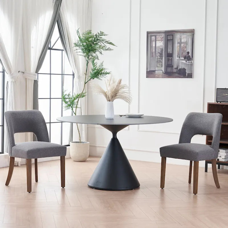 Set di 2 sedie da pranzo laterali in tessuto imbottite dal design classico e moderno