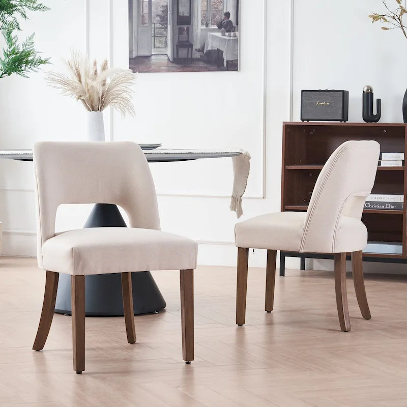 Lot de 2 chaises de salle à manger classiques et modernes rembourrées en tissu