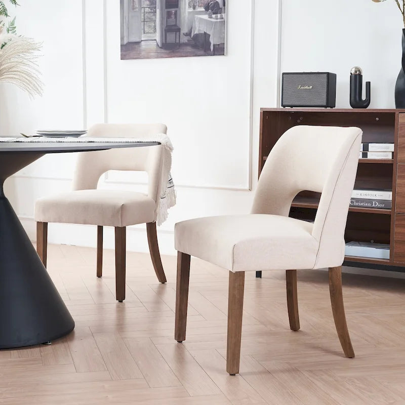 Lot de 2 chaises de salle à manger classiques et modernes rembourrées en tissu