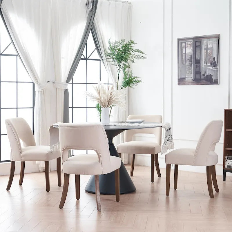Lot de 2 chaises de salle à manger classiques et modernes rembourrées en tissu