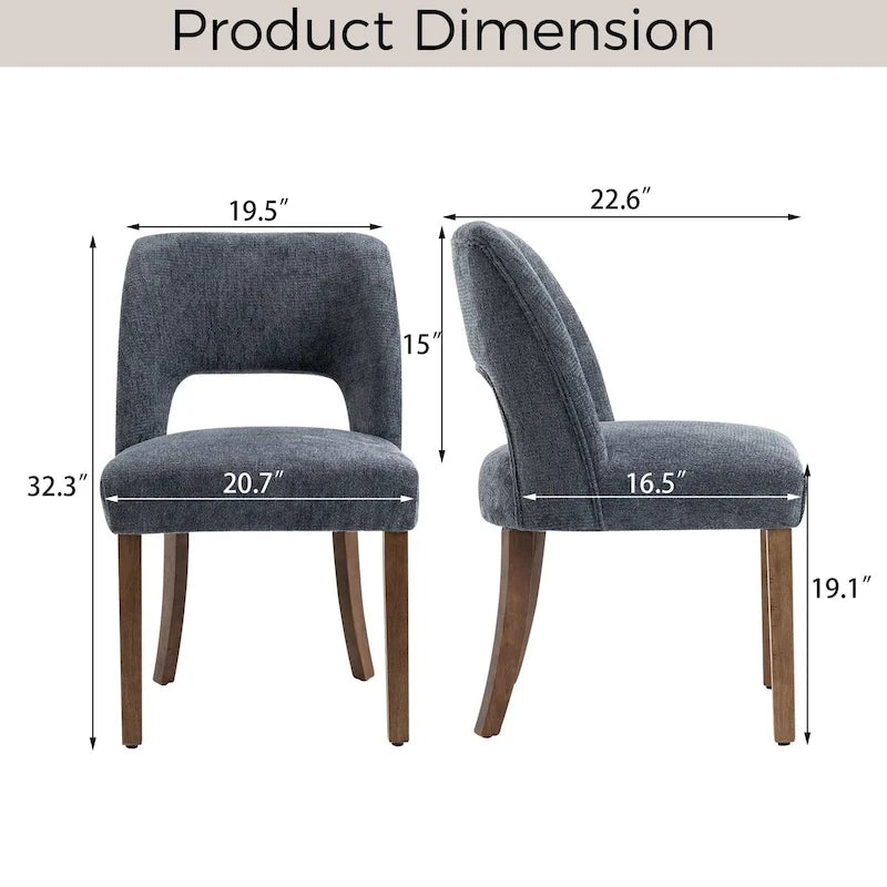 Lot de 2 chaises de salle à manger classiques et modernes rembourrées en tissu