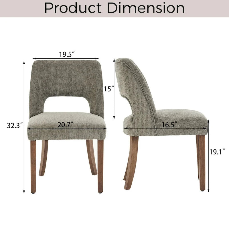 Lot de 2 chaises de salle à manger classiques et modernes rembourrées en tissu