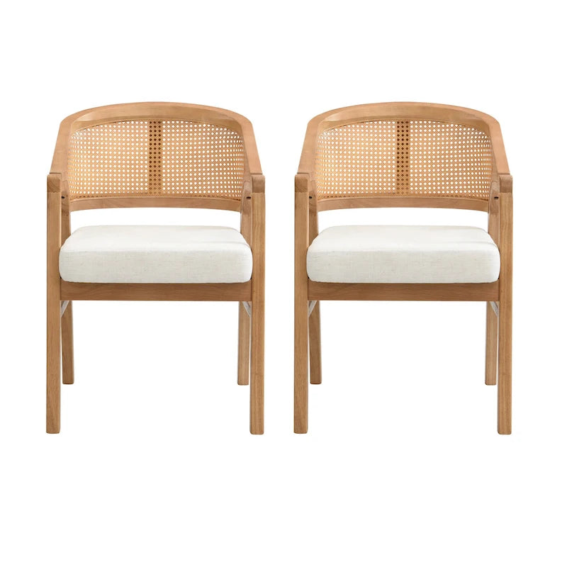 Christopher Knight Home - Chaise de salle à manger capitonnée en cannage (Lot de 2)