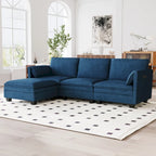 Christopher Knight Home - Divano Noah Grande a 3 Posti con Chaise Longue Componibile e Tasche sul Bracciolo, Rivestimento in Tessuto