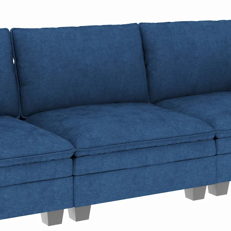 Christopher Knight Home - Divano Noah Grande a 3 Posti con Chaise Longue Componibile e Tasche sul Bracciolo, Rivestimento in Tessuto