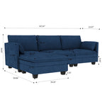 Christopher Knight Home - Divano Noah Grande a 3 Posti con Chaise Longue Componibile e Tasche sul Bracciolo, Rivestimento in Tessuto
