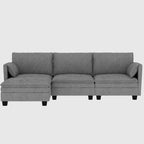 Christopher Knight Home - Divano Noah Grande a 3 Posti con Chaise Longue Componibile e Tasche sul Bracciolo, Rivestimento in Tessuto