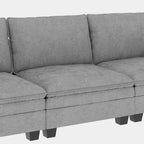 Christopher Knight Home - Divano Noah Grande a 3 Posti con Chaise Longue Componibile e Tasche sul Bracciolo, Rivestimento in Tessuto