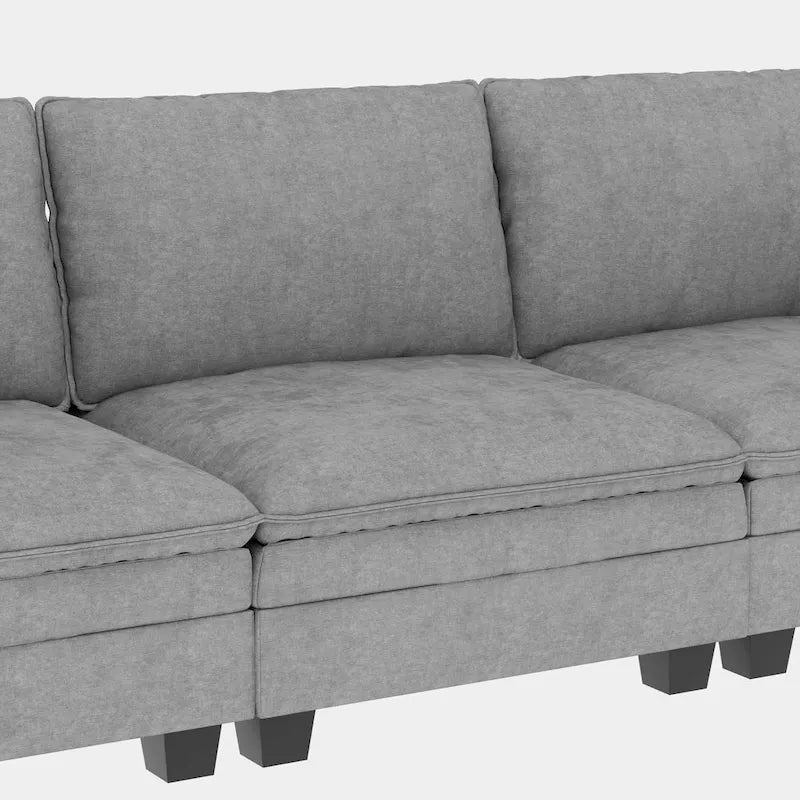 Christopher Knight Home - Divano Noah Grande a 3 Posti con Chaise Longue Componibile e Tasche sul Bracciolo, Rivestimento in Tessuto