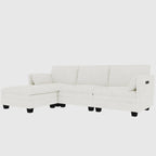 Christopher Knight Home - Divano Noah Grande a 3 Posti con Chaise Longue Componibile e Tasche sul Bracciolo, Rivestimento in Tessuto